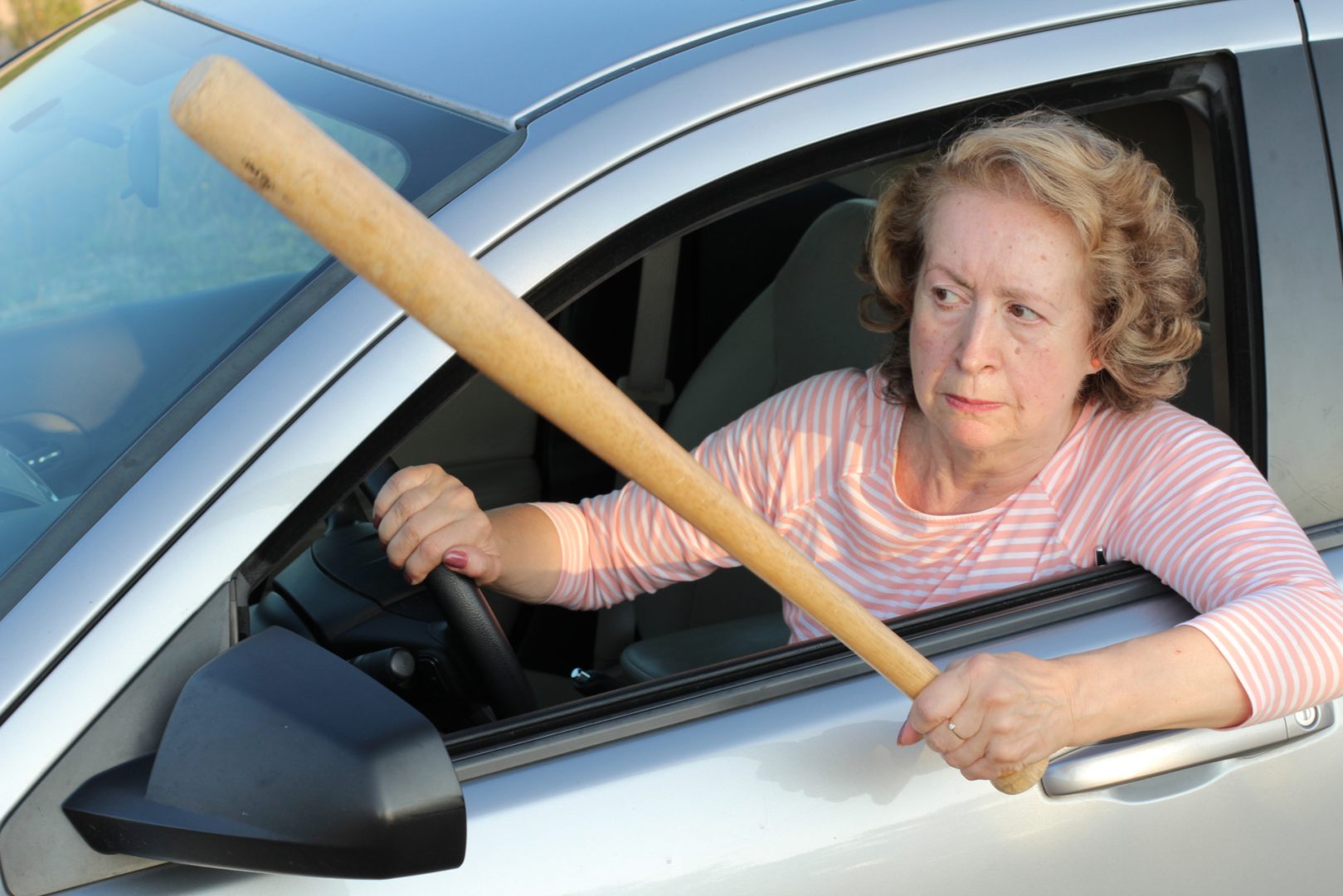 Elderly Woman With Road Rage