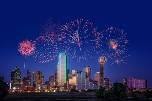 New Years Eve fireworks in Dallas, TX